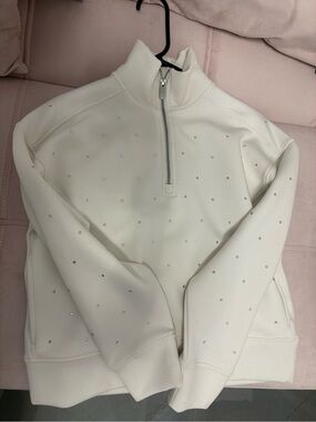NWOT CALIA Embellished Half-Zip Pullover in Ivory